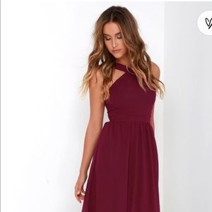 Lulus Air of Romance Maxi Dress. Burgundy Large